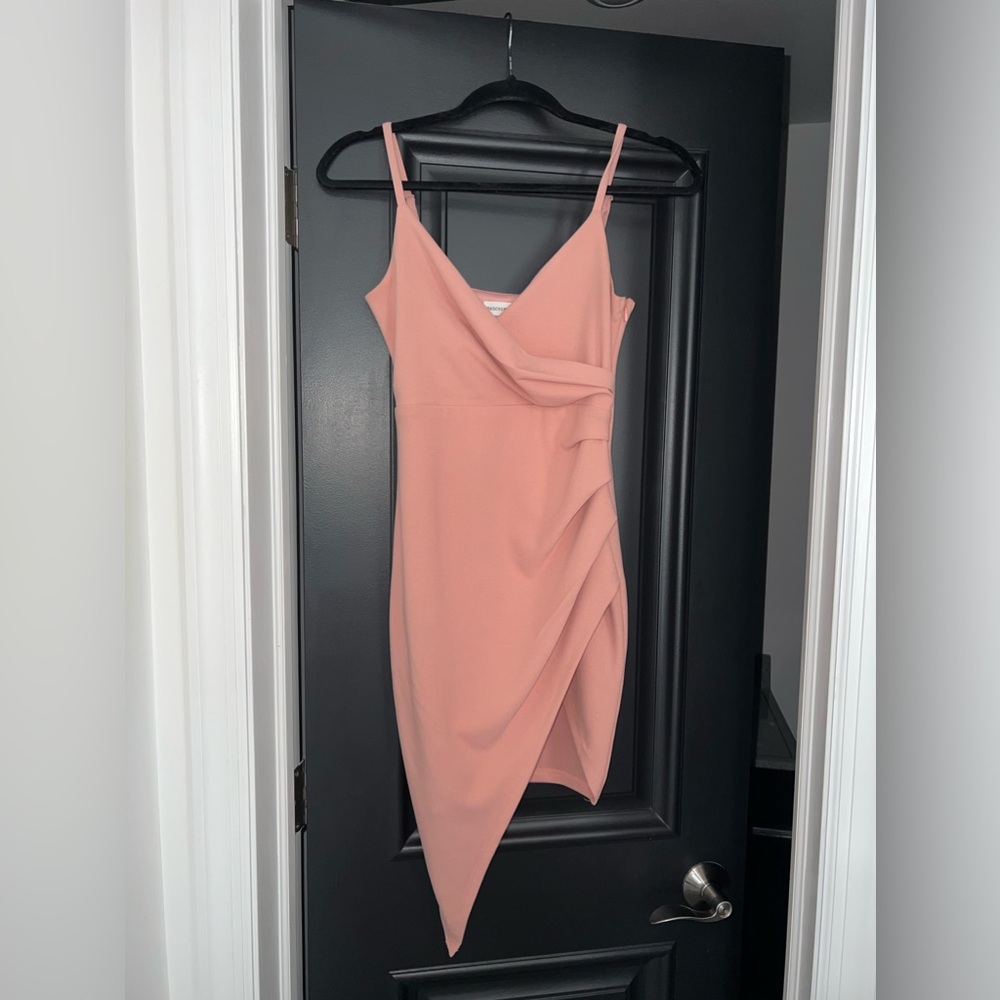Asymmetrical mini dress in pink